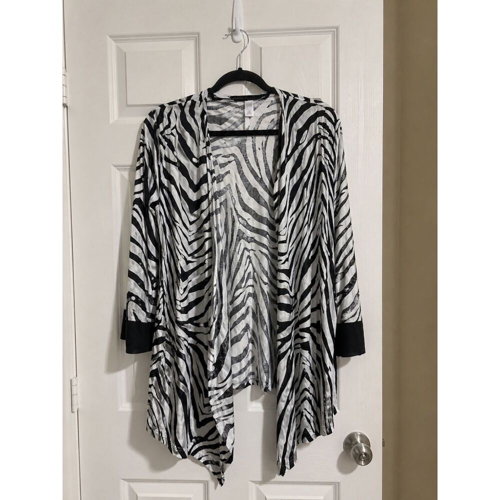 Chico’s Zebra Print Open Front Cardigan | Size 1 (M/L)